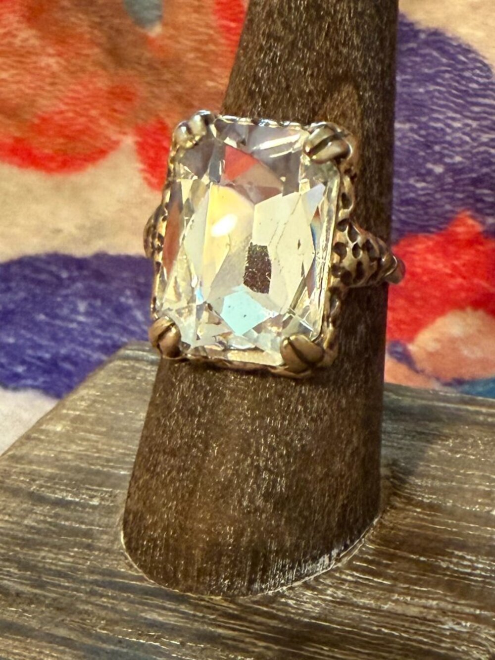 J.Crew Clear Crystal Rectangular Statement Cocktail Ring